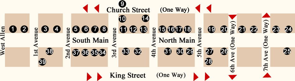 Fun things to do in Hendersonville NC : Map of Downtown Hendersonville NC. 