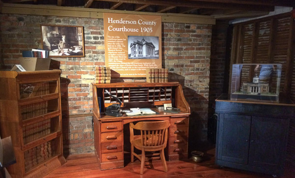 Courthouse Room in Historic Courthouse Museum in Hendersonville, NC. 